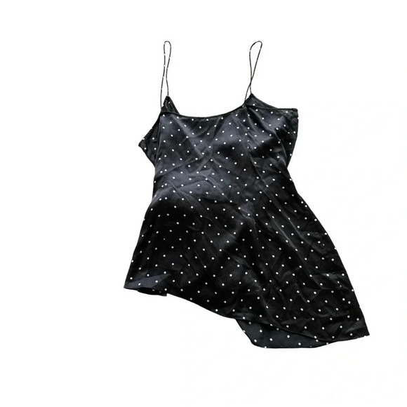 Thurley SILK Polka Dot Tank Top Spaghetti Straps Black White Wrap V-neck Sz 10 - Picture 6 of 15